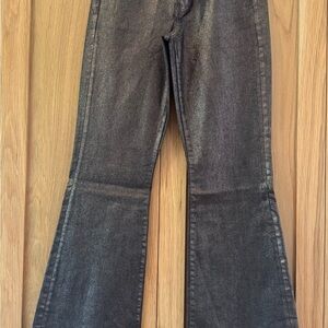 Black and metallic coated Flared Women's Jeans